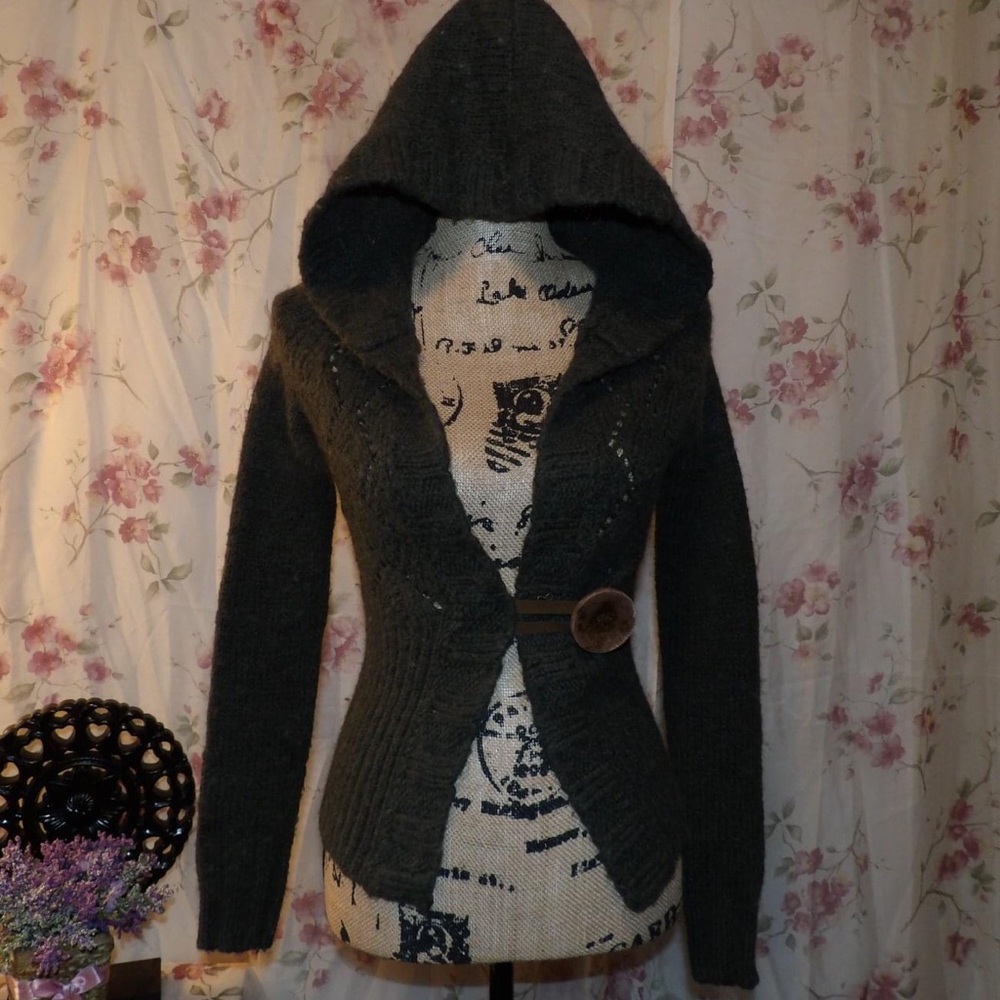 Free People Wool Hooded Cardigan